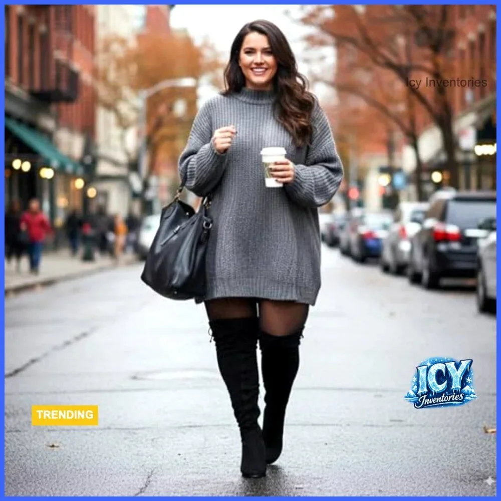 Suede Over the Knee Boots Wide Calf Plus Size Chunky Block Heel